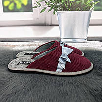 Капці жіночі  Белста бордові вельветові з закритим носком 2350-2, фото 4
