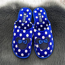 Тапочки жіночі домашні Белста сині в горошок із закритим носком 2351-2, фото 2