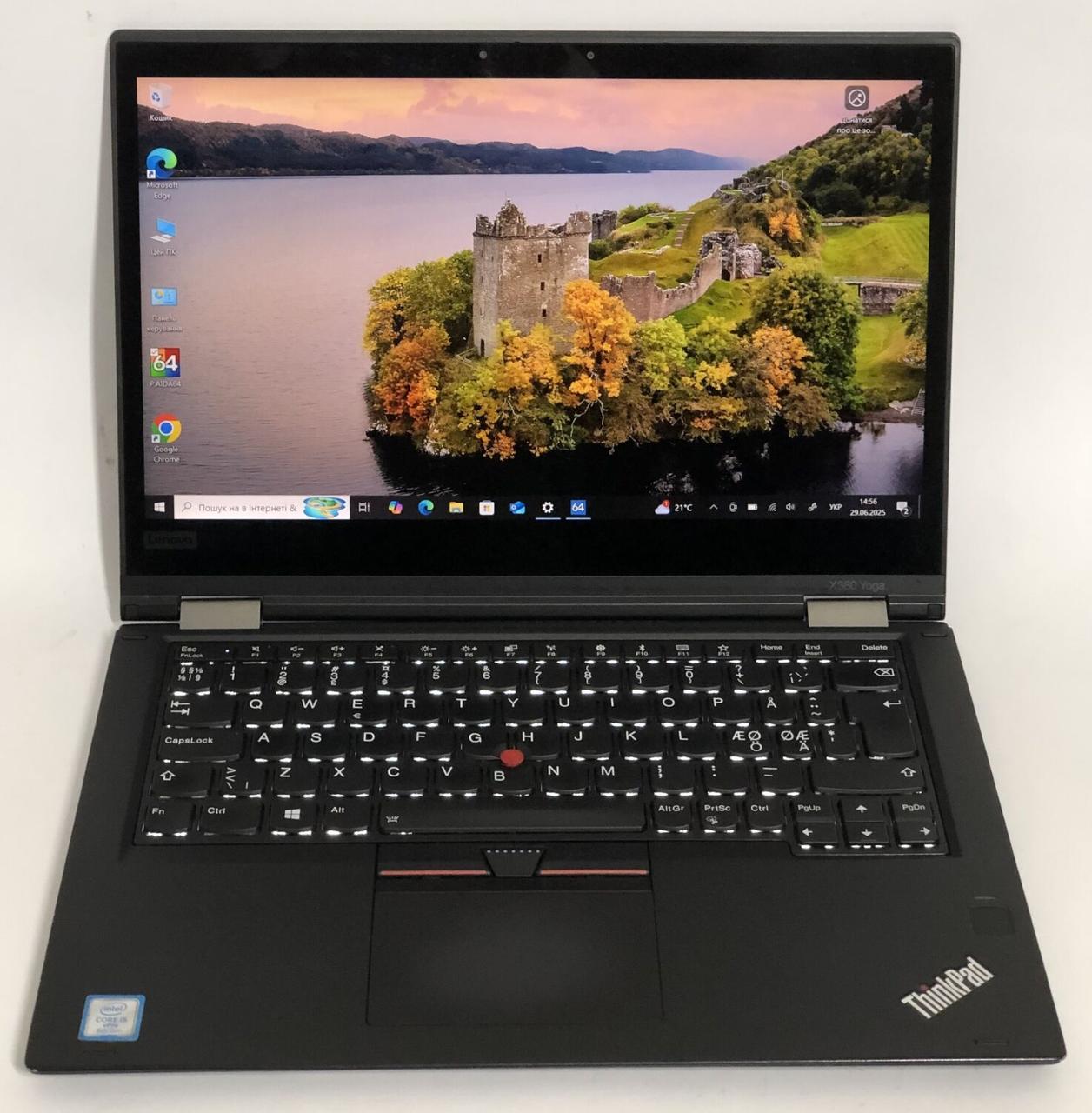 Б/в Ноутбук Б-клас Lenovo ThinkPad X380 Yoga 13.3" 1920x1080 Touch| i5-8350U| 8GB RAM| 256GB SSD| UHD 620