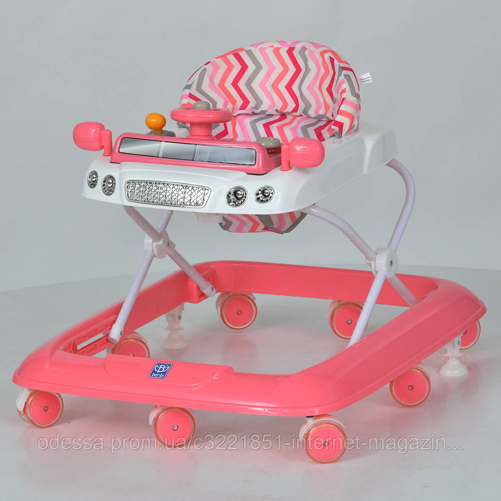 Ходунки дитячі Bambi M 6061-8 (54-58*62*71 см., колеса: 8 шт, Ø6,5 см, стопори: 2 шт., висота: 3 положення, музика, світло, кермо,