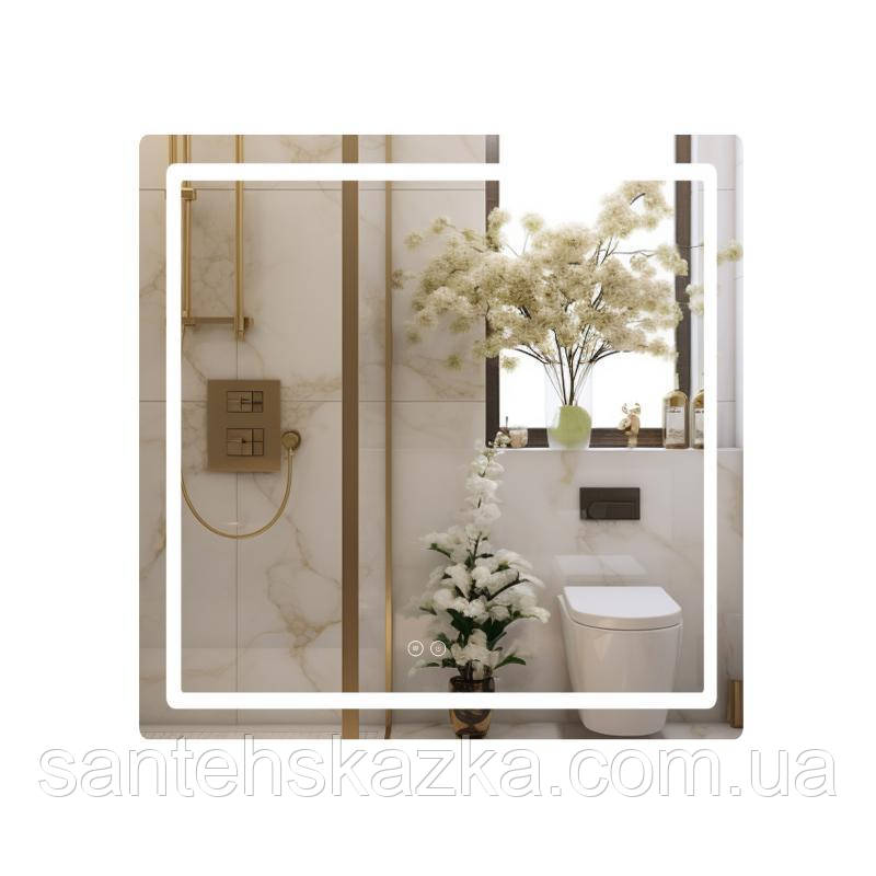 Дзеркало Qtap Mideya 800x800 з LED-підсвіткою Touch, з антизапотіванням, диммером, регіт. яскравості QT2078NCF8080W, фото 1