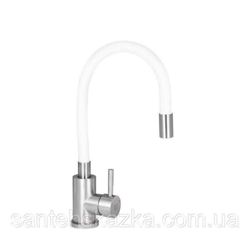 Lidz Aria Змішувач для кухні 04R-WFS, U-подібний гнучкий White (k35), фото 1