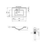 Комплект Albatross: Раковина врізна меблева 720x460x180 мм, White, прямокутна + Донний клапан Pop-up, фото 2