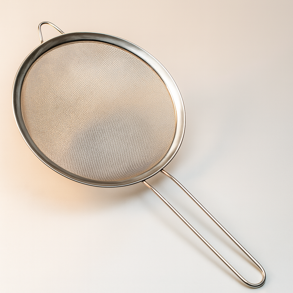 Кухонне сито з нержавіючої сталі 22 см з ручкою та кільцем для підвішування, фото 1