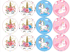 Наклейки для паковання | стикери Єдиноріг, (12 шт.)
