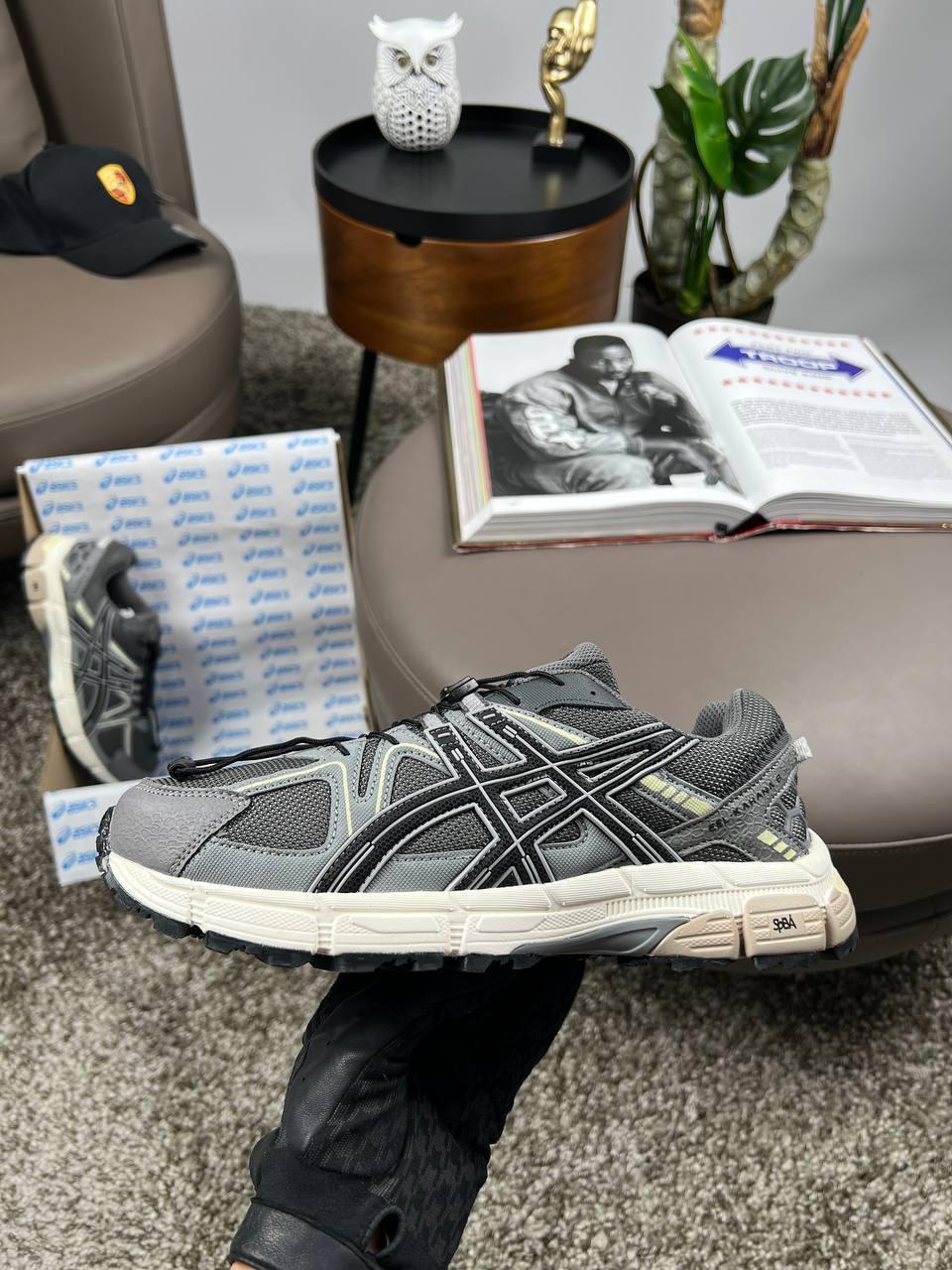 Чоловічі шкіряні текстиль кросівки ASICS Gel-Kahana 8 Gore-Tex Grey Beige, кеди Асикс сірі. Чоловіче взуття