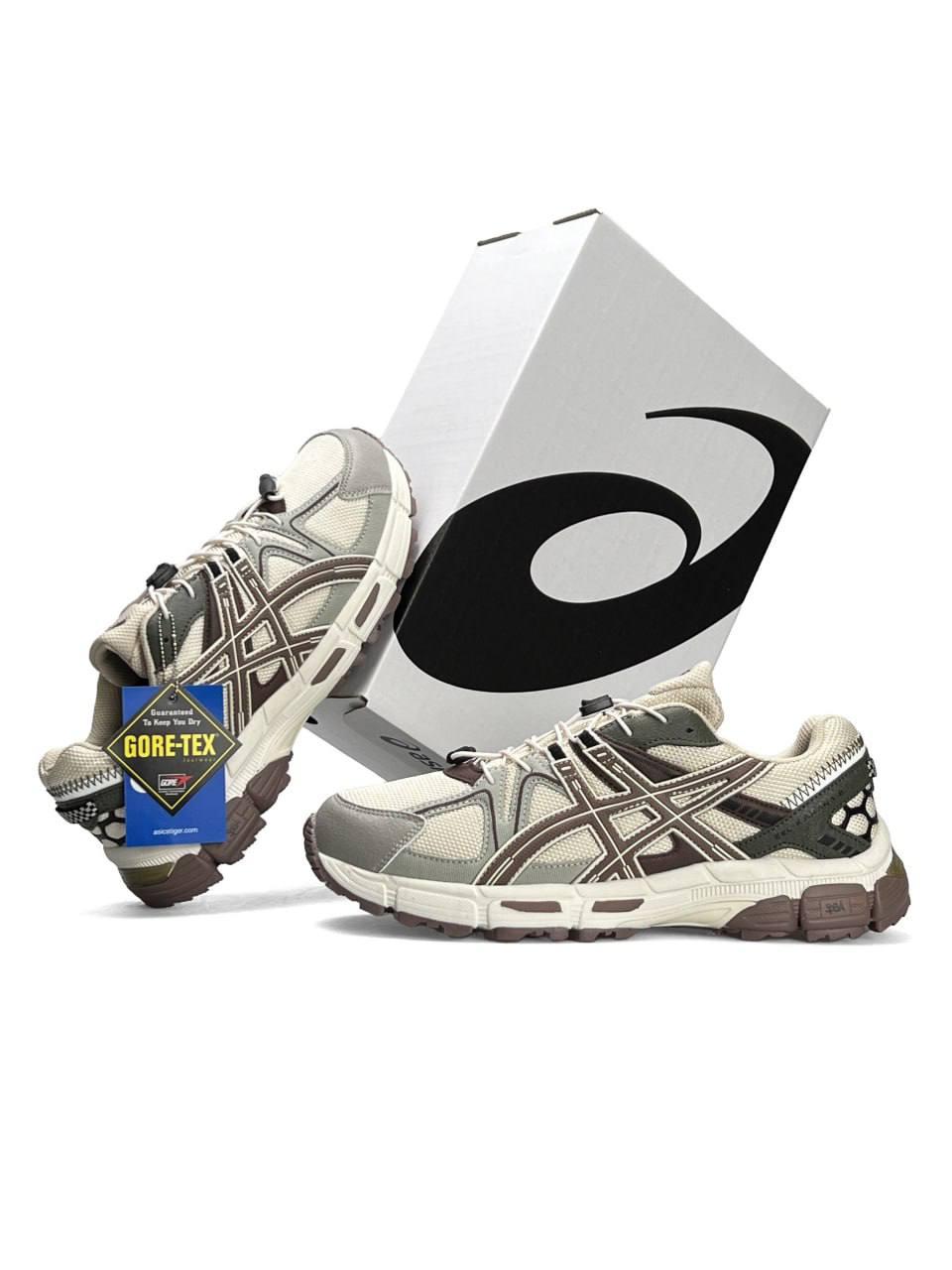 Чоловічі шкіряні текстиль кросівки ASICS Gel-Kahana 8 Gore-Tex Beige Olive, кеди Асикс бежеві. Чоловіче взуття, фото 1