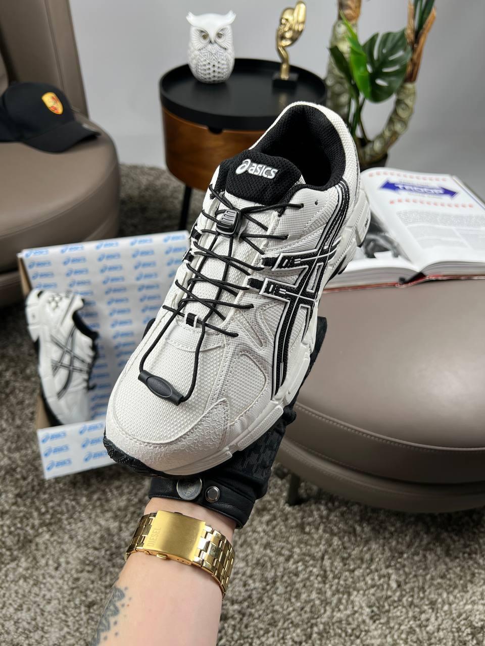 Чоловічі шкіряні текстиль кросівки ASICS Gel-Kahana 8 Gore-Tex White Black, кеди Асикс білі. Чоловіче взуття