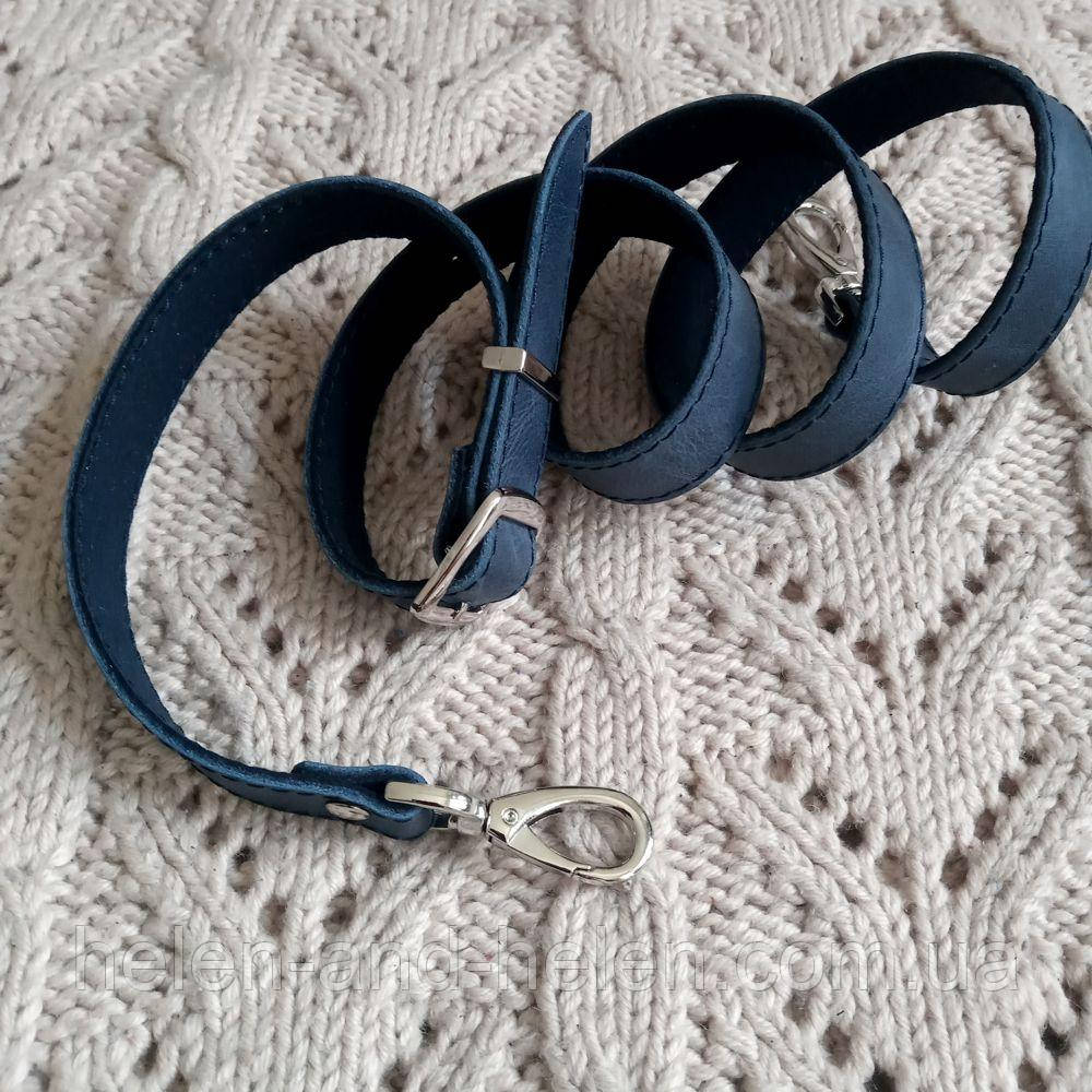 Ремінь для сумки з натуральної шкіри 130 х 2,5. Колір "Синій"., фото 1