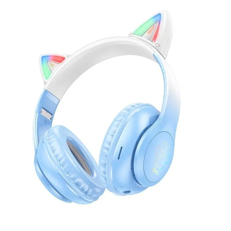 Бездротові навушники HOCO W42 Cat ears BT headphones Crystal Blue, фото 1