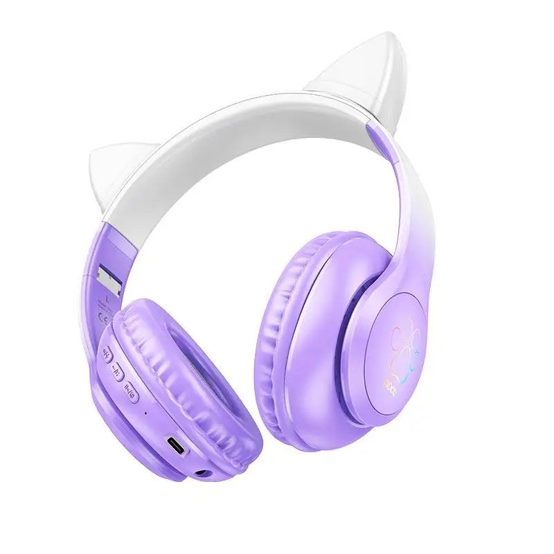 Бездротові навушники HOCO W42 Cat ears BT headphones Purple Grape, фото 1