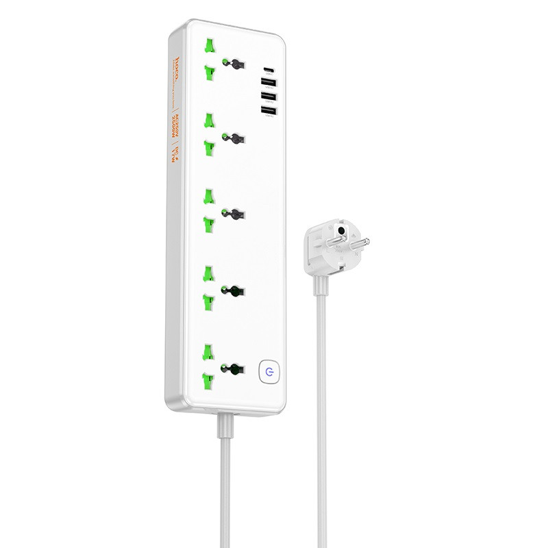 Мережевий подовжувач HOCO AC13A Talento 5-position socket(1C3A) White, фото 1