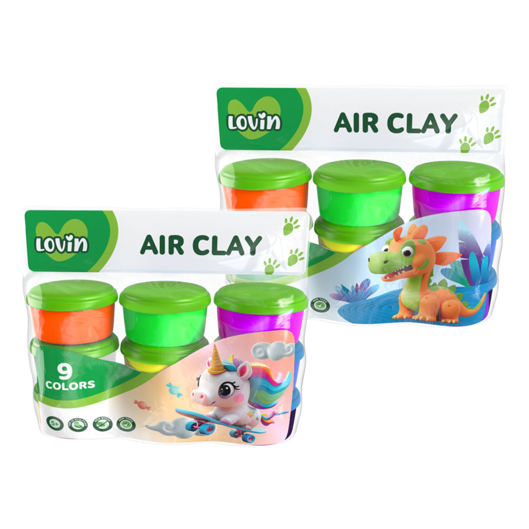 9 кольорів ТМ Lovin Набір для ліплення з повітряним пластиліном в стаканчиках, фото 1