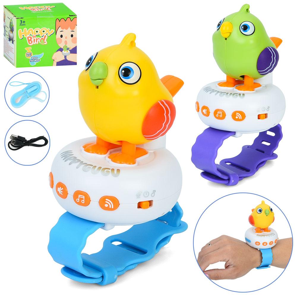 Птах 1801 (30шт) 9см, повторюшка, браслет, музика, звук, свисток, 2 кольори, акум, USBзарядне, в кор-ці,, фото 1