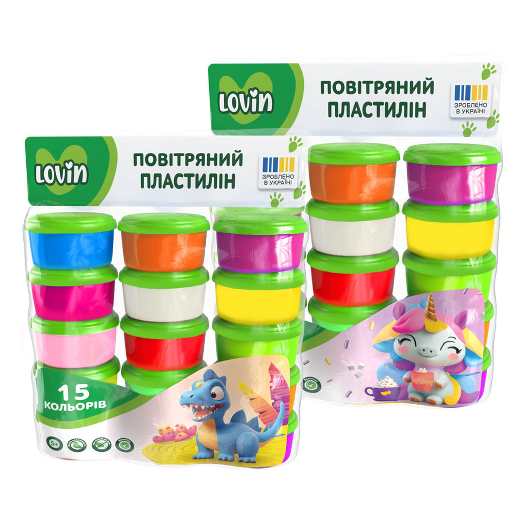 15 кольорів ТМ Lovin Набір для ліплення з повітряним пластиліном в стаканчиках, фото 1