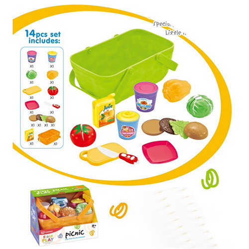 Продукти YH8041 (36 шт.) овочі-на липучці,гамбургер, досточ, ніж, стакани, корзинка, в кірку,23,5-18-16 см, фото 1