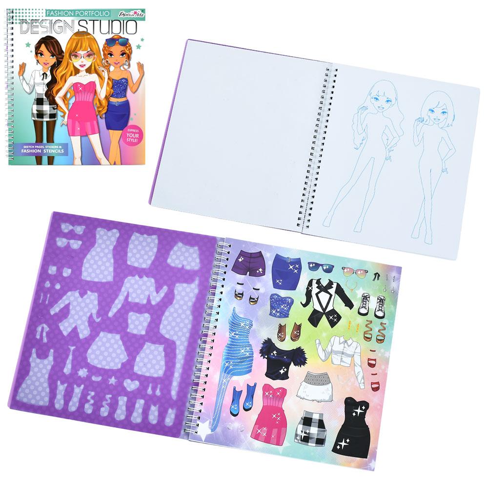 Набір для творчості A230803 (12шт) альбом, 25-22-1см, гардероб, трафарети, наліпки, розмальовки, у пакеті, фото 1