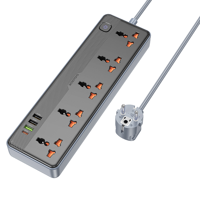Мережевий подовжувач BOROFONE BAC5A Lord 5 position socket(PD20W/1C3A)(EU) Black, фото 1