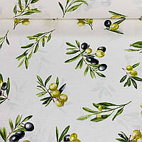 Водоотталкивающая ткань Duck digital, оливки на веточках (D-N-0854)