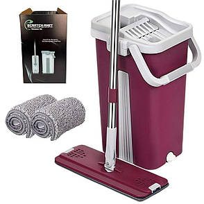 Комплект для прибирання швабра та відро з автоматичним віджимом Scratch Cleaning Mop 2в1, фіолетове, фото 1