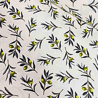 Водоотталкивающая ткань Duck digital, серые веточки с ягодами (D-FR-0855)
