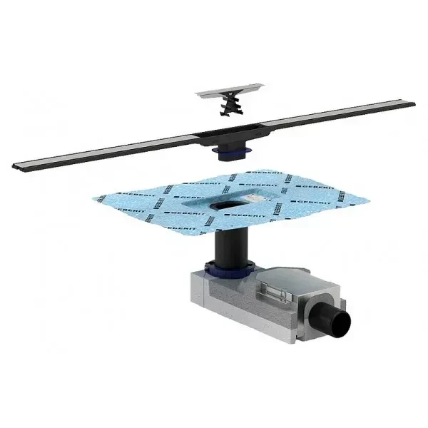 Комплект Geberit CLEANLINE (154.152.00.1+154.450.KS.1): набір для дренажних каналів + дренажний канал, висота стяжки 65-90мм, фото 1