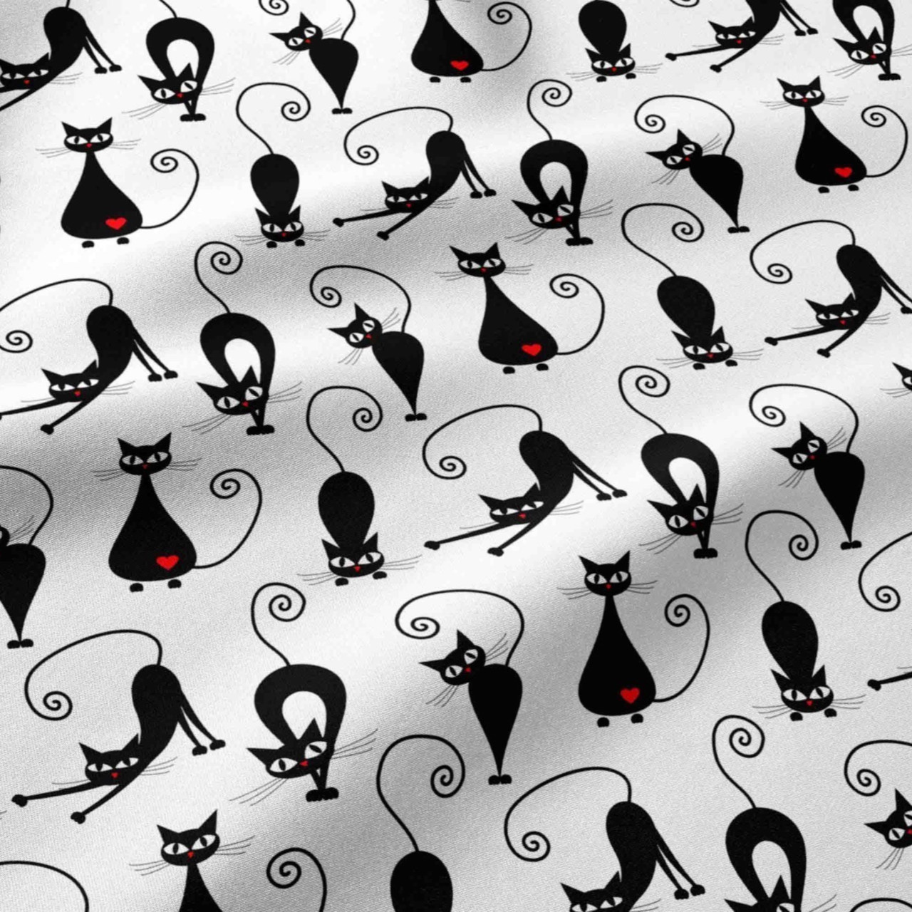 Польський бавовна, тканина з чорними котами на білому №28, фото 1