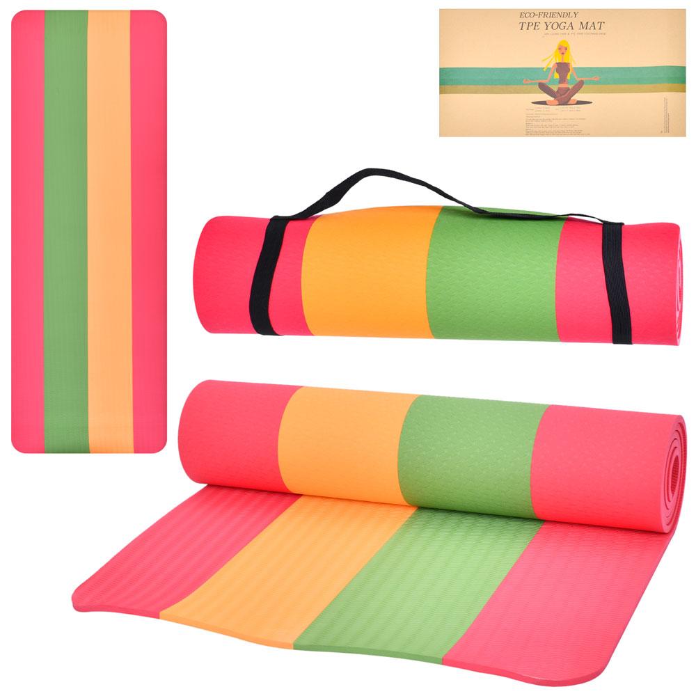 Йогамат MS 4195 (12шт) TPE, 183-61см, товщина 8мм, у пакеті, 14,5-61-14,5см, фото 1