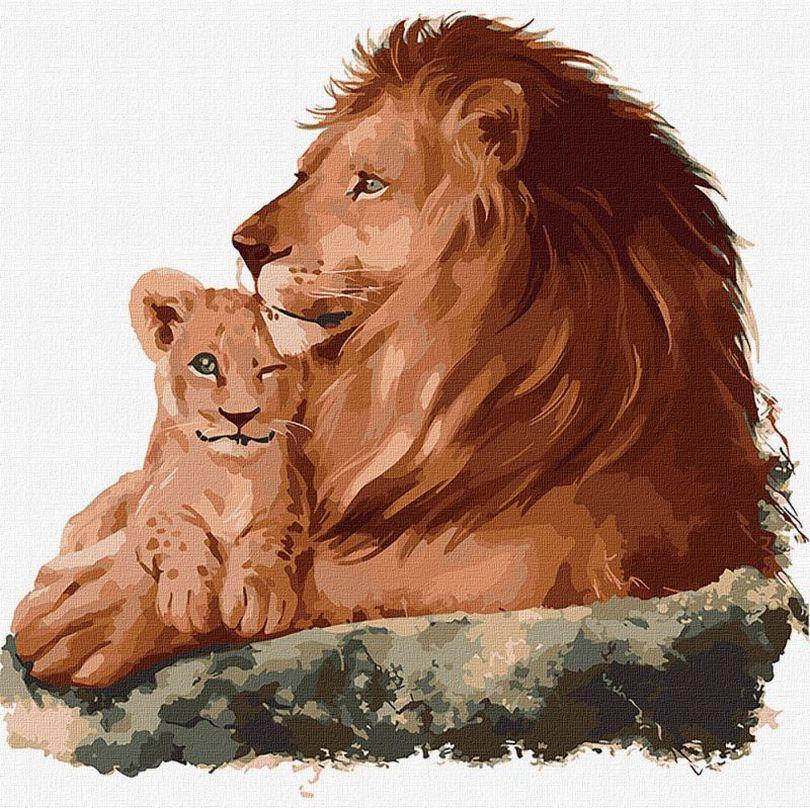 Розмальовки за номерами Ідейка Поруч з татусем (KH4303) 40 х 40 см, фото 1