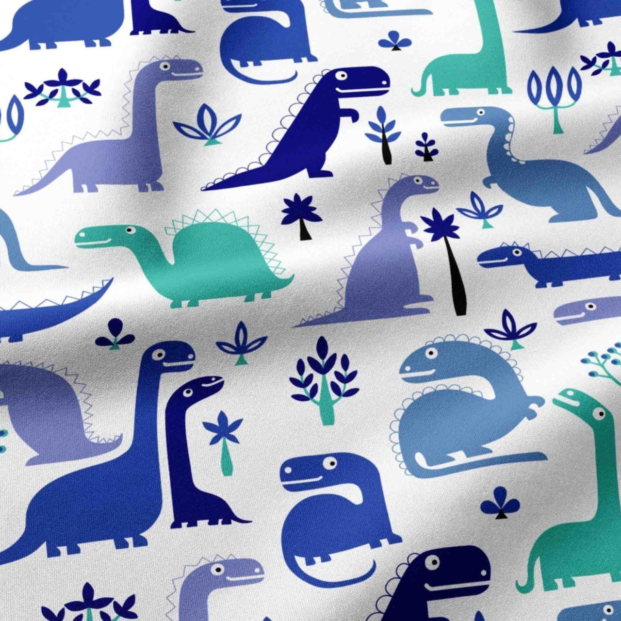 Тканина бязь динозаври м'ятно-сині №343, фото 1