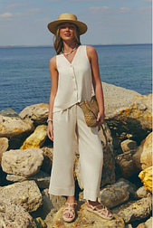 Костюм літній жіночий легкий вільний крій, жилет, укорочені