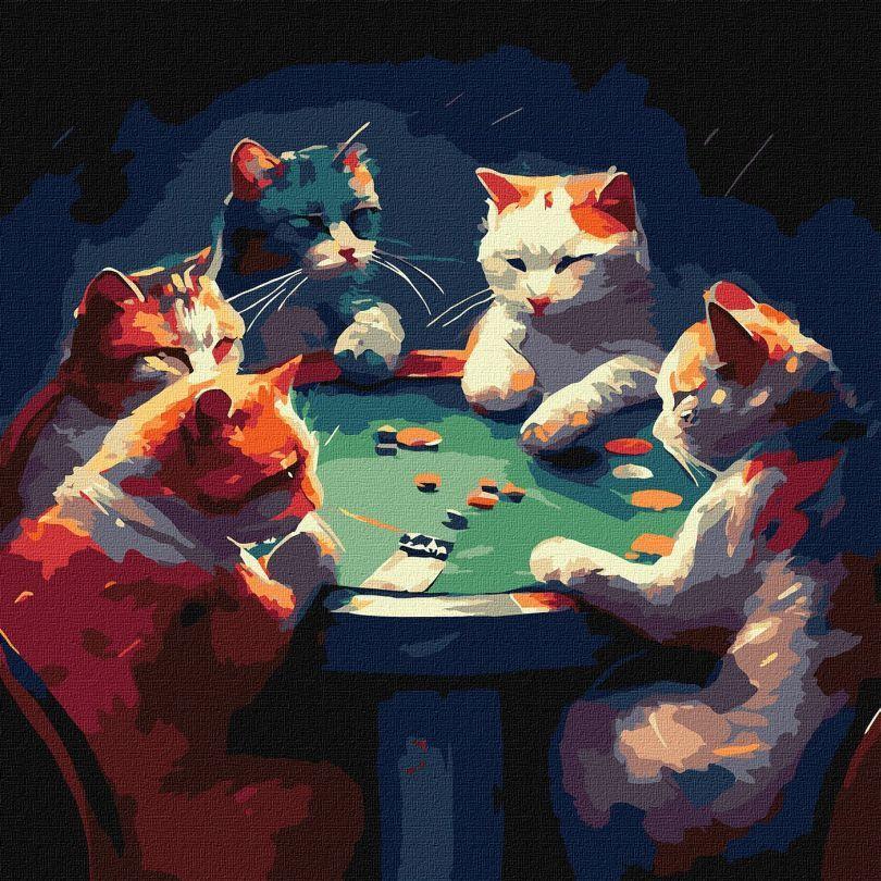 Малювання по номерам Ідейка Азартні пухнастики ©pravdadmtr (KH4485) 40 х 40 см, фото 1