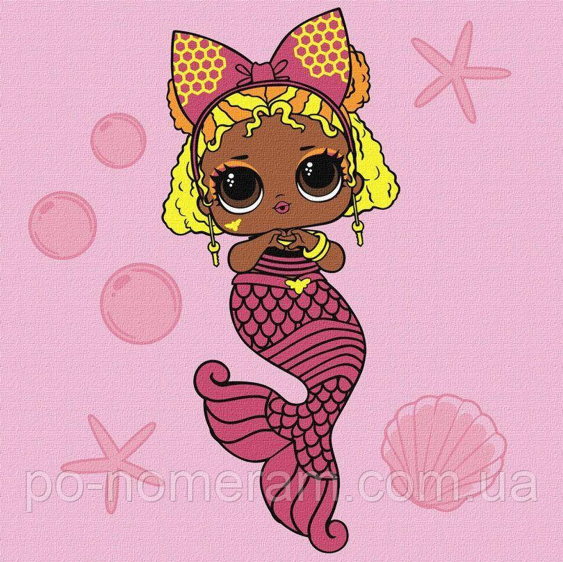 Малюнок по цифрам Ідейка LOL Surprise! Mermaids Queen Bee (KH6265) 40 х 40 см, фото 1