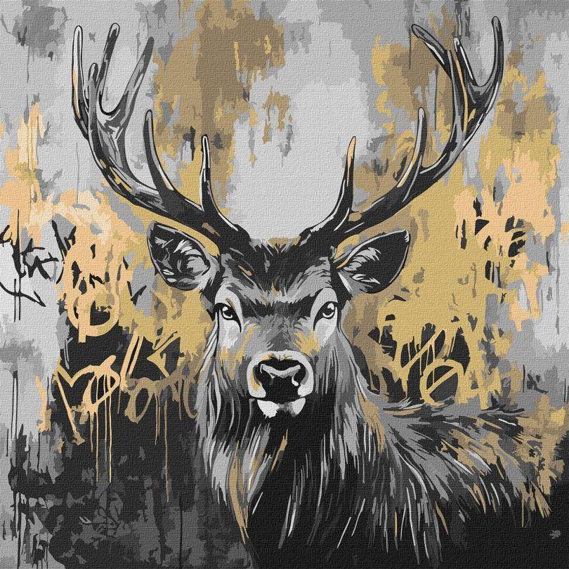 Картина за номерами Ідейка Золотий олень з фарбами металік ©art_selena_ua (KH6725) 40 х 40 см, фото 1