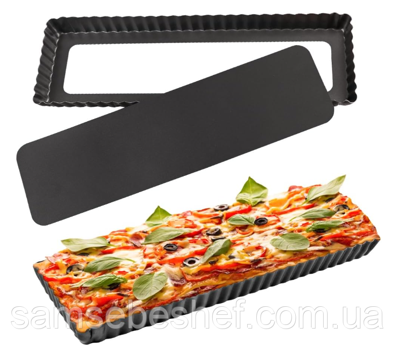 Прямокутна форму для тарта зі знімним дном 35х11х2.5 см, фото 1