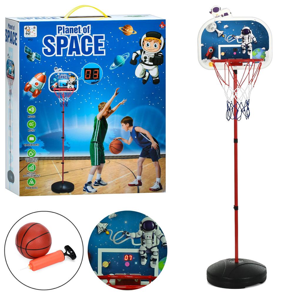 Баскетбольне кільце MR 1517 (6шт) на стійці (металл) 80см/200см, щит(пластик) 46,5-40см, кільце32см, муз,, фото 1