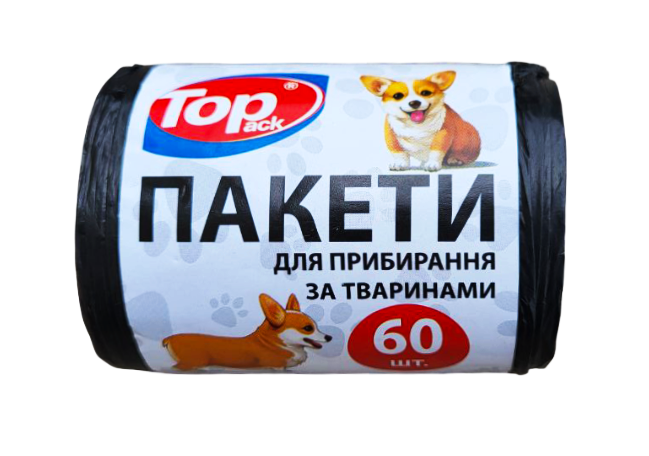 Пакет для прогулянки із собакою Toppack 60шт. 28х35см чорний колір