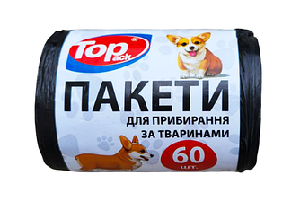 Пакет для прогулянки із собакою Toppack 60шт 28х35см чорний колір