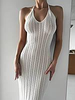 Довга пляжна біла сукня- туніка універсального розміру