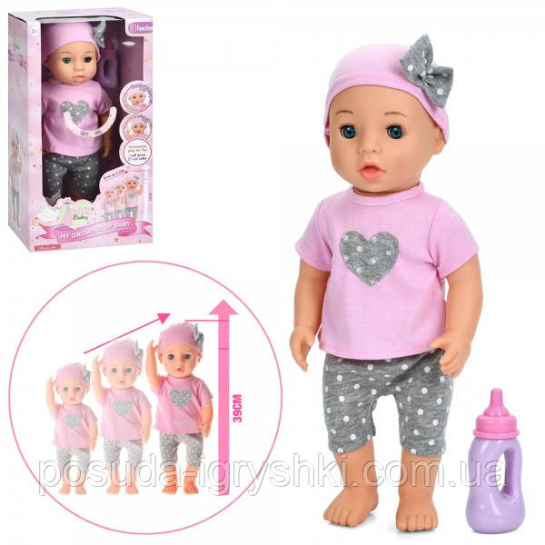 Пупс 78029-ZG1401C росте від 36см до 39см, реагує на пляшку, рухливе обличча, звук, на батарейках, в коробці 20,5-37-12см, фото 1