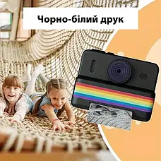 Дитяча цифрова фотокамера RAINBOW 2,8" миттєвий друк з термопринтером 1500 мАч Чорний, фото 3