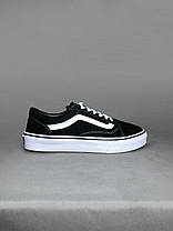 Кеди Vans Old Skool Black White кросівки чоловічі та жіночі Ванс Олд Скул чорно білі замша текстиль, фото 4