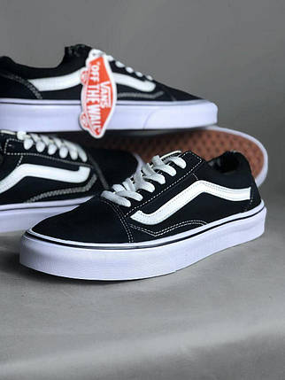 Кеди Vans Old Skool Black White кросівки чоловічі та жіночі Ванс Олд Скул чорно білі замша текстиль, фото 1