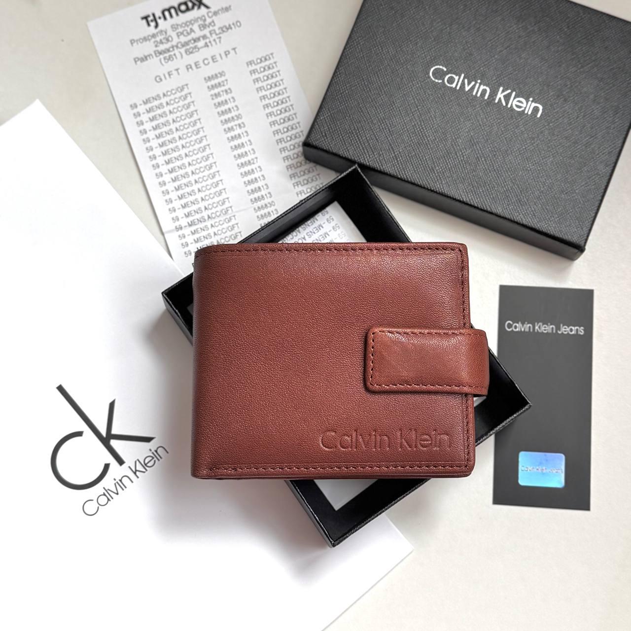 Мужской брендовый кошелек Calvin Klein LUX коричневый, фото 1