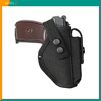 Кобура ПМ поясна чорна з кишенею для магазину (021)