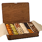 Подарунковий набір з сухофруктами та горіхами у Деревʼяній книзі big на 6 секцій, фото 2