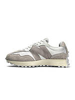 Сірі замшеві чоловічі кросівки New Balance 327 Light Grey White демісезонні
