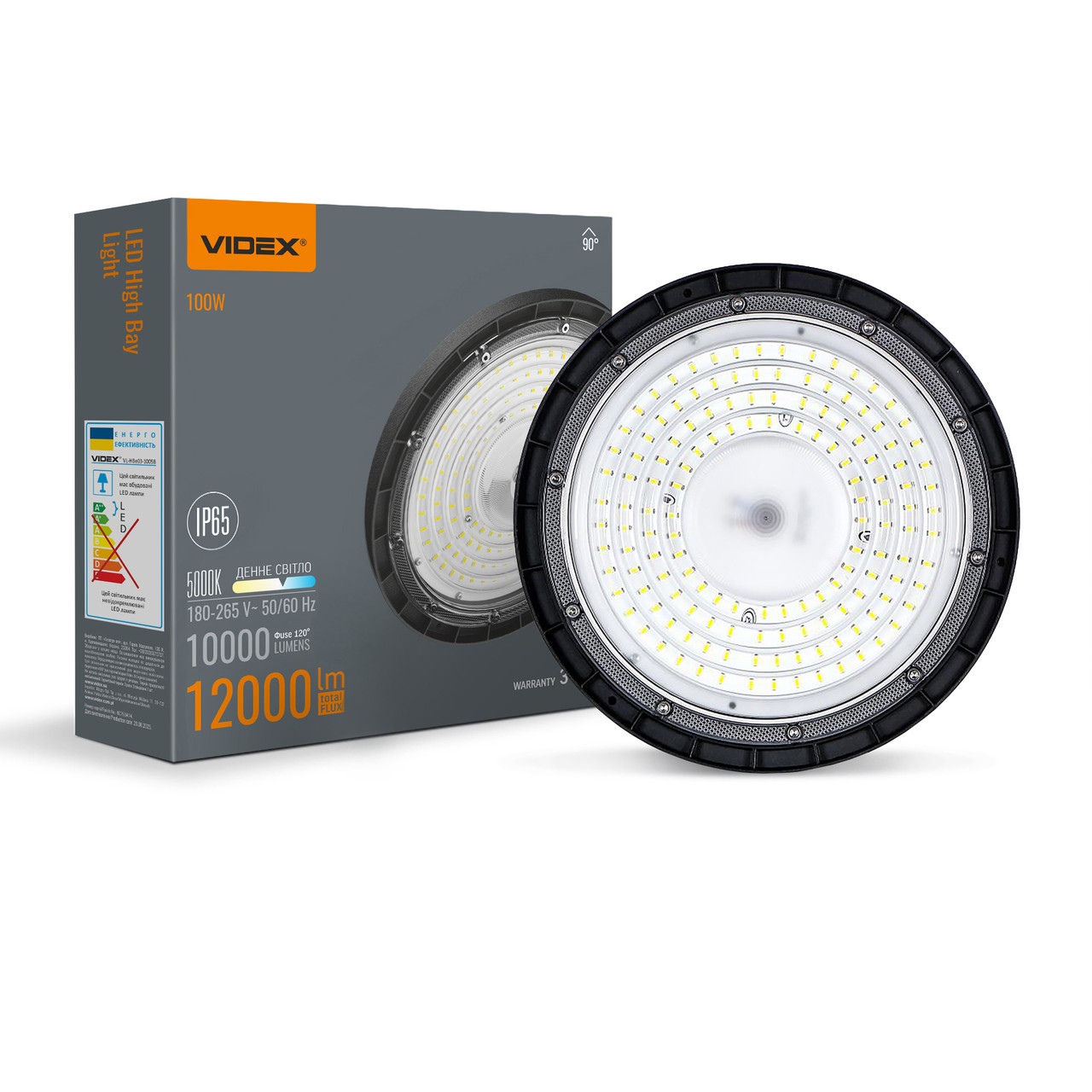 LED світильник висотний ХайБей VIDEX 100W 5000K 12000Lm 220V чорний, фото 1