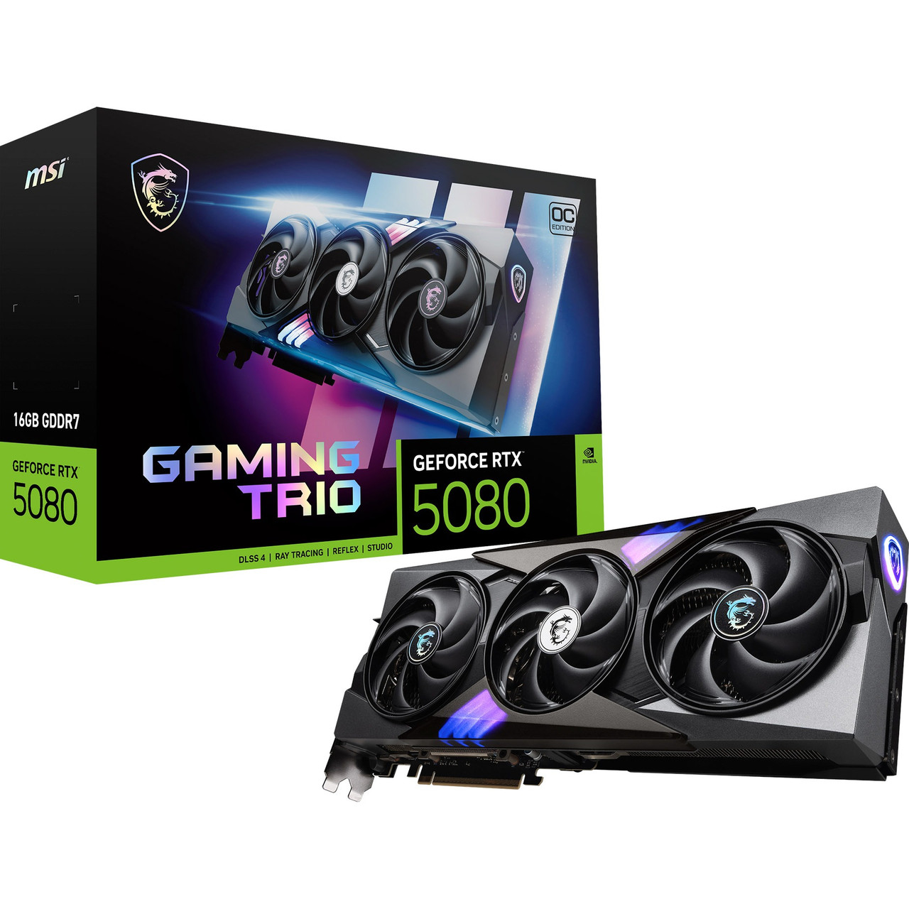 Відеокарта GF RTX 5080 16GB GDDR7 Gaming Trio OC MSI (GeForce RTX 5080 16G GAMING TRIO OC), фото 1
