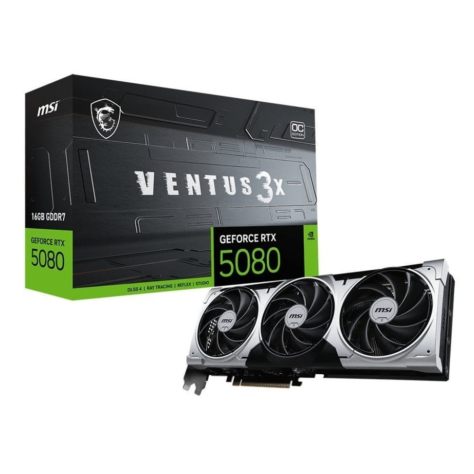 Відеокарта GF RTX 5080 16GB GDDR7 Ventus 3X OC Plus MSI (GeForce RTX 5080 16G VENTUS 3X OC PLUS), фото 1